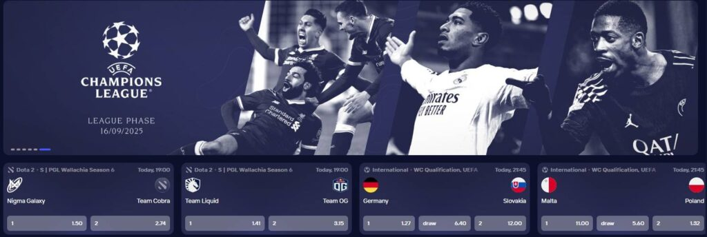 Interfejs Duel Sportsbook